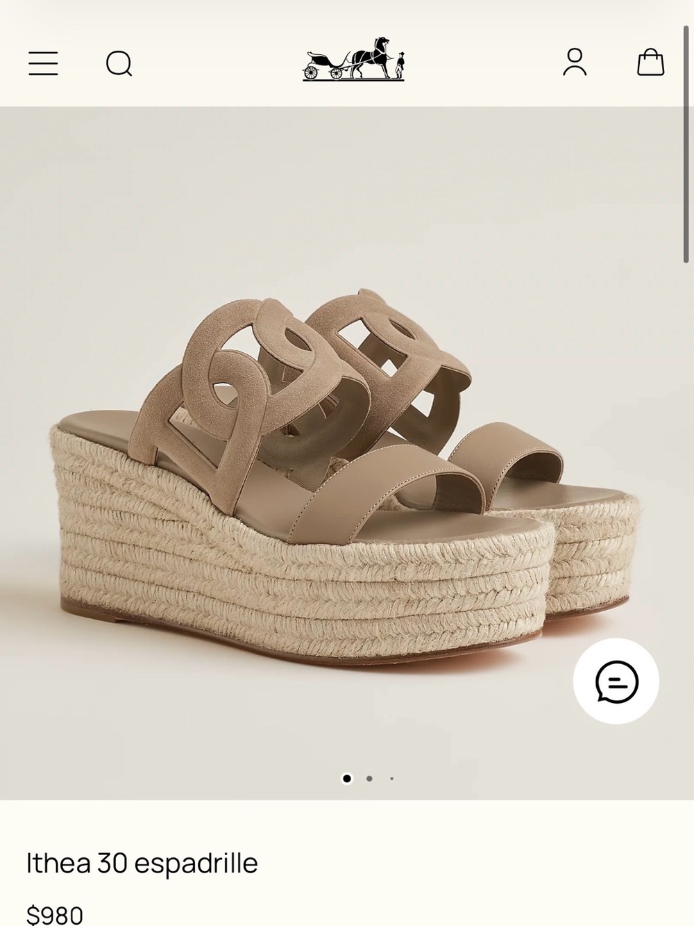 Never worn Hermes Ithea Espadrilla Wedge